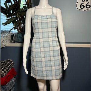 Medium blue plaid dress